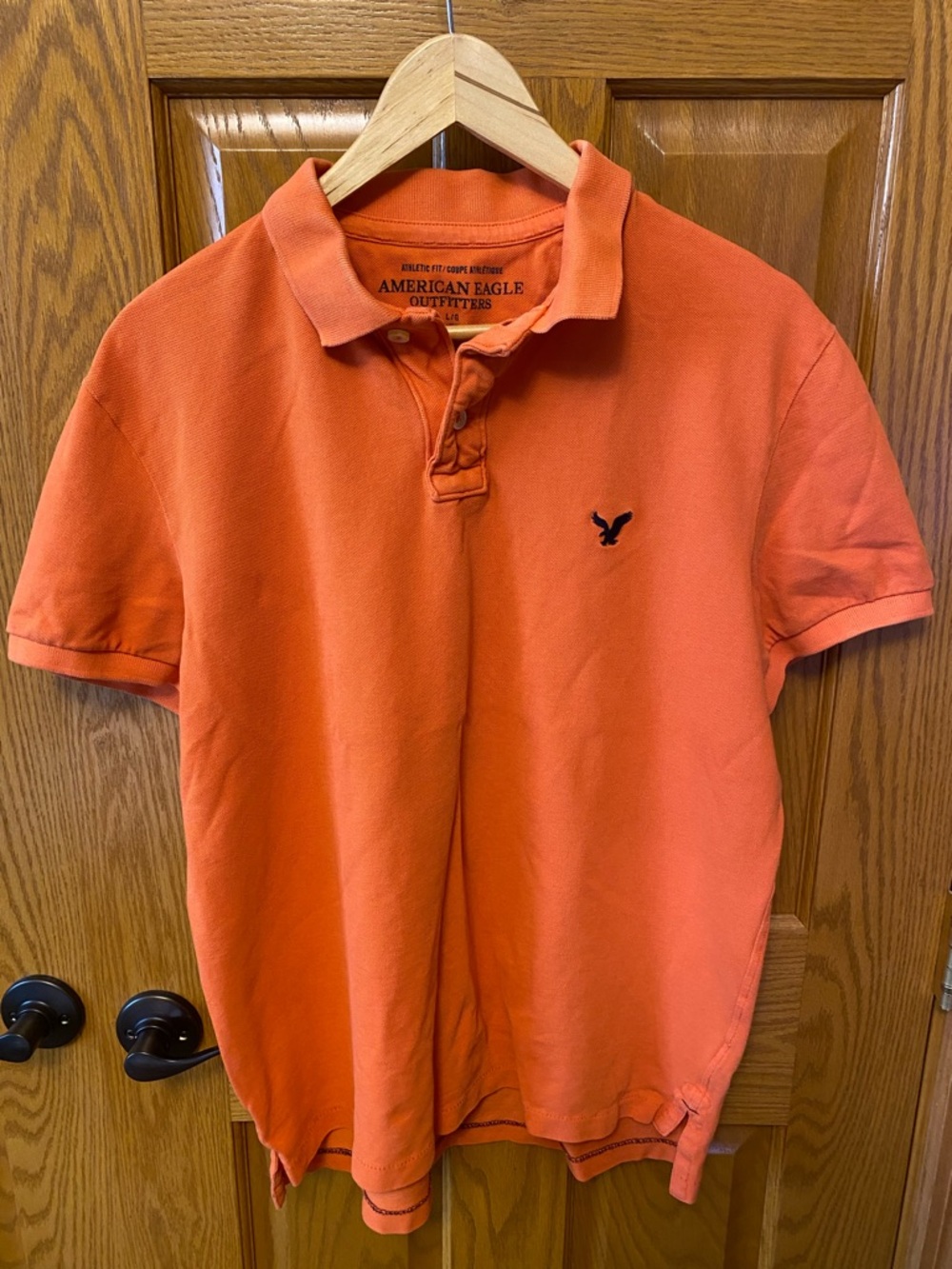 American Eagle Outfitters Men's Preppy Bright Orange Y2K Polo With Logo